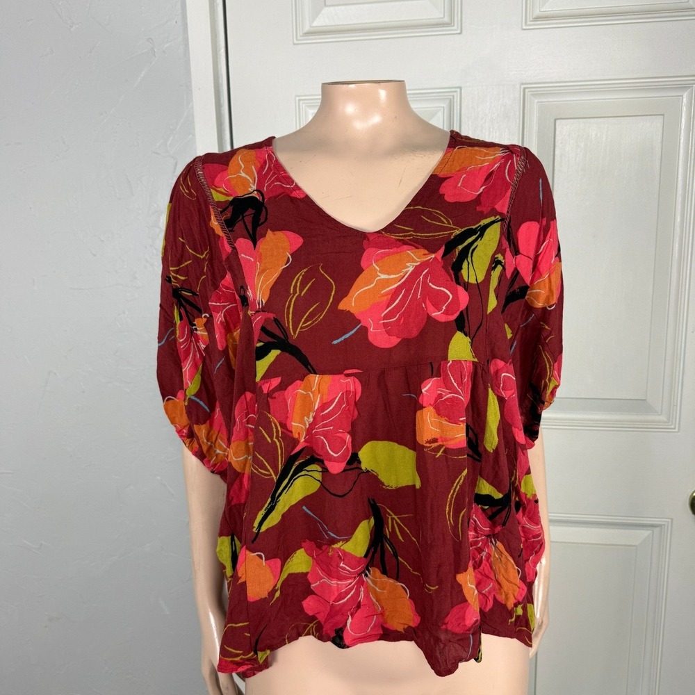 Maeve Women's Shirt S Top Beth Floral Viscose Dolman Sleeve Floral Blouse F4-23